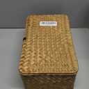Moosky Wicker Shelf Baskets with Lid,Handwoven Seagrass Basket for Storage Basket Bins Rectangular Home Organizer Gift Boxes (Natural Set of 2)