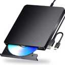 External Blu ray Drives Player Read/Write Compatible Bluray Burner Compatible USB 3.0 and Type-C DVD Burner blu ray Player for pc, Windows 7-11 & Mac, Black