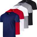 Real Essentials 5 Pack: Men's Mesh Short Sleeve V-Neck T-Shirt | Athletic Dry Fit V Neck Workout Shirt 4X Tall