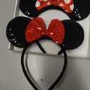 2 Pcs Red Mouse Ears Sequin Headbands,Shiny Bows Headbands, A Perfect Addition to Your Trip Essentials Accessories for Women Grils Princess Decoration Costume Cosplay