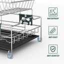 Dish Drying Rack - Large Capacity Stainless Steel Dish Rack for Kitchen Counter, 2-Tier Detachable Kitchen Organizers and Storage Rack with Drainboard and Cutlery Holder, Silver
