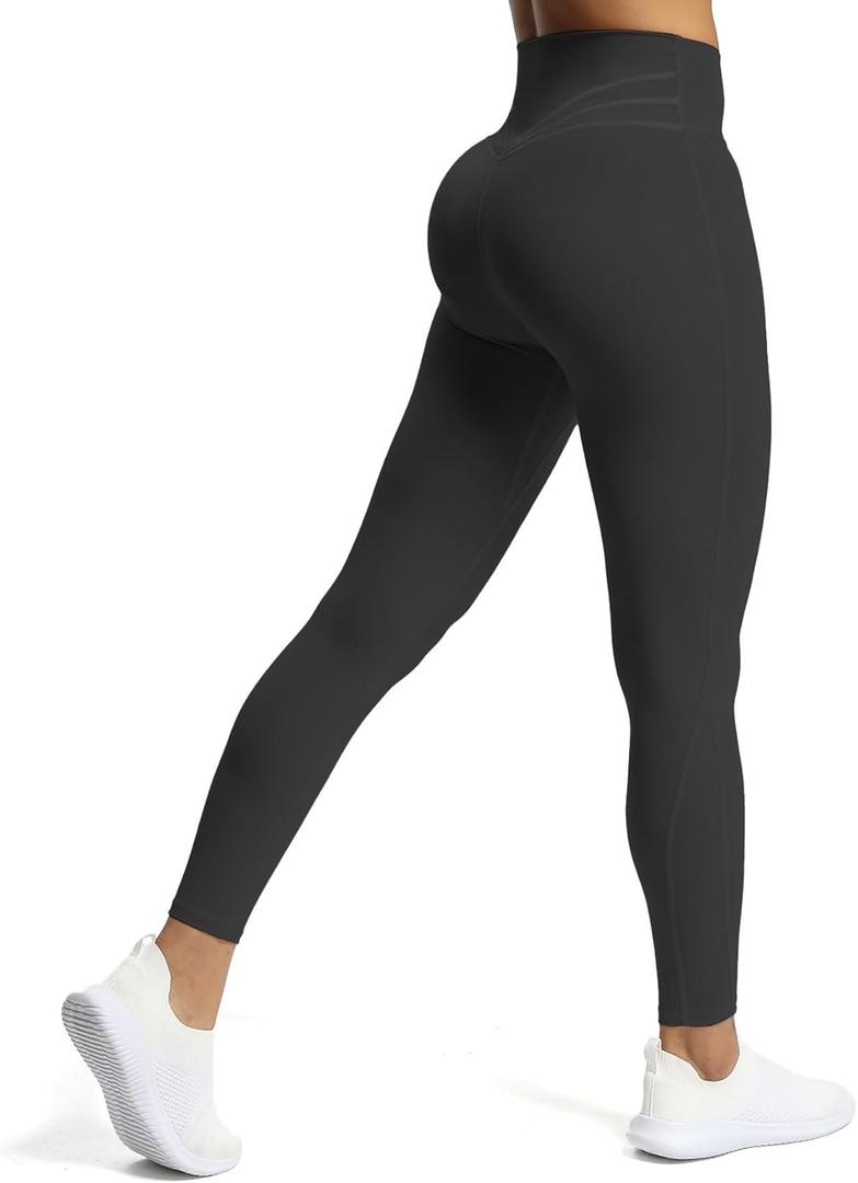 Aoxjox High Waisted Workout Leggings for Women Trinity Yoga Pants 26.5" (Medium, Black)