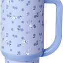 Ello Oasis 40oz Tumbler with Handle & Retracting Straw | Reusable Insulated Stainless Steel Cup 100% Leakproof | Gifts for Teens Women Men | Keeps Cold for 24 Hours | Cup Holder Friendly | Blueberries