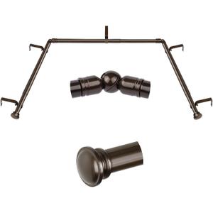 TONIAL Bay Window Curtain Rods, 36 to 72 Inch Center Rod for window, 20 to 36 Inch Side Rods for windows 3/4 Inch Decorative Drapery Rods with Small Cap Finial, Bronze