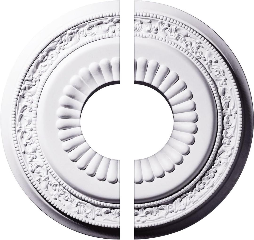 Ekena Millwork CM20LN2 20 5/8"OD x 6 1/4"ID x 1 3/8"P Lauren Ceiling Medallion, Fits Canopies up to 6-1/4", 2 Piece