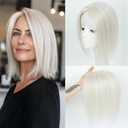 JANATOUCH Hair Toppers For Women Platinum Blonde Color Real Human Hair Natural Looking Toppers HairPieces For Women Solve Slightly Hair Loosing