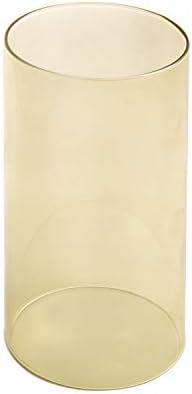 Light Golden Glass Hurricane Candle Holders 3.5" Wide 6" Tall, Light Golden Glass Cylinder Open Both Ends,Light Golden Lamp Shade (3.5x6) 12 pack