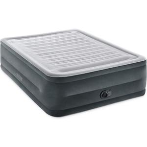 Intex 64417ED 22in Queen Dura-Beam Comfort Plush High-Rise Inflatable Air Mattress with Built in Pump for Travel and Camping, 600lb Weight Capacity (Queen, Grey)