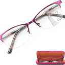Missfive Premium Progressive Multifocus Metal Reading Glasses Women & A Hard Case, No Line Multifocal Computer Readers with No Broken Spring Hinge, Workspace for Near Range +1.25