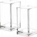 2 Pack Clear Acrylic Pencil Pen Holder Cup,Desk Accessories Holder,Makeup Brush Storage Organizer,Modern Design Desktop Stationery Organizer for Office School Home Supplies,2.6x 2.6x 4 inches