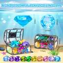 Diving Gem Pool Toy 10PCS DISHIO Big Colorful Diamond Diving Toy with Treasure Box Chest Pirate Pool Toys for Kids Toddlers Underwater Sinking Dive Gemstone for Swimming Bath Birthday Party Decoration