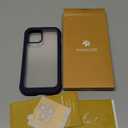 Miracase Glass Series for iPhone 12/12 Pro Case 6.1 inch, Upgraded Full-Body Rugged Phone Bumper Case Cover with Built-in 9H Tempered Glass Screen Protector and Camera Protector, Blue