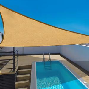 e.share Desert Sand Triangle Sun Shade Sail - 20ftx20ftx20ft Top Pergola Shade Cover Canopy, Mesh Tarp Sun Screens with UV Block - for Patio, Lawn, Backyard, Outdoor Faclity and Activities