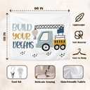 ignytiger Kids Nursery Car Wall Tapestry, Build Your Dreams Toddler Tapestry Wall Hanging for Kids Boys Bedroom Playroom, Nursery Decor for Boys Bedroom, 50x60 Inch