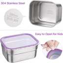 DaCool Stainless Steel Kids Bento Lunch Box Leak Proof BPA-Free School Lunch Container 5-Compartment with Lunch Bag and Fork for Toddler Child Adult, Food Snack Container for Picnic Outdoors,Purple