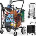 40 GAL Shopping Cart for Groceries - 360 Swivel Big Strong Wheels, 450 lbs Capacity, Foldable With Basket & Liner - Heavy Duty Utility Cart for Laundry