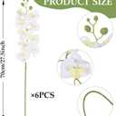 6PCS White Orchids Artificial Flowers 27 Silk Faux Orchids Fake Flowers with Stems for Floral Arrangements Home Wedding Dining Table Party Garden Decoration(White)