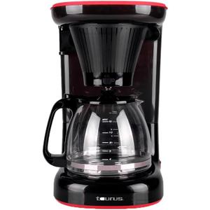 Taurus Velvet 12-Cup Drip Coffee Maker, Glass Carafe, Modern Compact Design, Non-Programmable, Easy-Clean Reusable Filter, Auto Shut-Off, Black