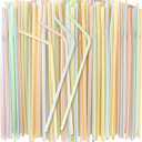 150PCS Disposable Plastic Drinking Straws - Flexible Straws Disposable Long Colorful PP Plastic Striped Assorted Colors for Home Use Milk Juice Drinks