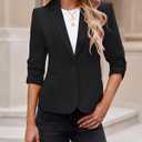 LookbookStore Blazers for Women Suit Jackets Dressy 3/4 Sleeve Blazer Business Casual Outfits for Work (Black, M)