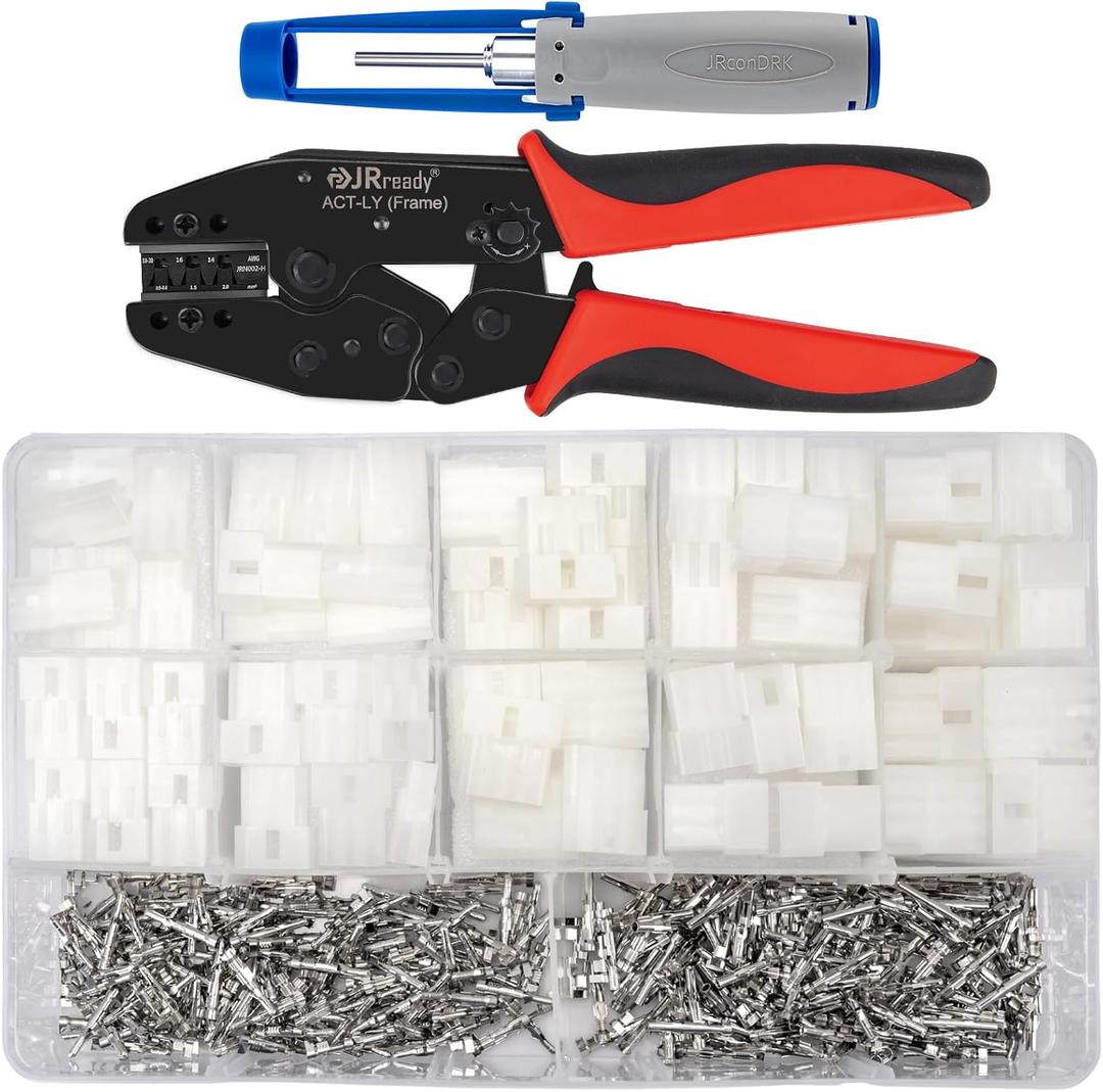 JRready ST6479 382Pcs Electrical Connector Housing Kit - 2/3/4/6/9/12 Pin Crimp Socket Molex 14-20AWG Standard .093" Series Male and Female Pins with Terminal Crimping and Remove Extractor Tool Kit JRready ST6479 382Pcs Electrical Connector Housing Kit - 2/3/4/6/9/12 Pin Crimp Socket Molex 14-20AWG Standard .093" Series Male and Female Pins with Terminal Crimping and Remove Extractor Tool Kit