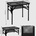 MSDADA Folding Grill Table, Height Adjustable Aluminum Table with Mesh Desktop and Mesh Bag, Portable Grill Table for Outdoor Camping, Picnic, Patio, Dining, BBQ, Party, Black, 23.6×15.7 inch