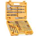 17-Piece SDS Plus Rotary Hammer Drill Bits and Chisel Set, YG8C Carbide Tips, SDS Plus Bits, Masonry Drill Bit Set for Concrete, Brick and Stone, with Storage Case, Ideal Tool for DIY, Home