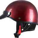 Half Motorcycle Helmets Retro Open Face Half Shell Motocross Helmet for Cycling Motocross Cruiser Bike Scooter Chopper Men Women DOT Approved (Red, Medium)