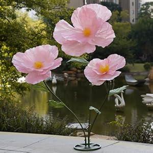 Giant Flowers,Oversized Artificial Flower with Gradient Petals,Large Paper Floral Decor with Stand for Wedding Backdrops, Event Parties, Photo Booth Props, Home Decoration (Pink)