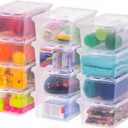 IRIS USA 7 Quarts Plastic Storage Container Bin with Latching Lid, 12 Pack, Nestable Box Tote Closet Game Organization Teacher Tools Art Supplies Shoe Shoebox Stackable