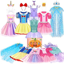 EULRGAUS Princess Dress Up, Dress Up Clothes for Girls 3-6, Cosplay Princess Costume Gift Set with Princess Dresses and Princess Toys, Pretend Play Toddler Girl Toys, Halloween Christmas Birthday Gift