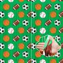 Frienda 4 Pack Green Sport Theme Party Decoration 3.3x6.6 ft Foil Fringe Curtain Basketball Football Soccer Baseball Background Birthday Decor Tinsel Streamers Photo Props for Athlete Party Supplies