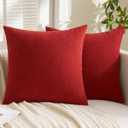MIULEE Red Couch Pillow Covers 20x20 Inch, Set of 2 Soft Chenille Decorative Square Throw Pillow Covers Farmhouse for Sofa Living Room Bed