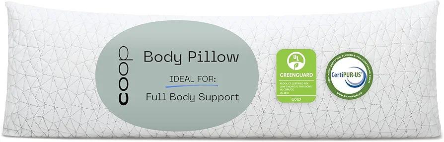 Coop Home Goods Original Adjustable Body Pillow, 20x54 Long Pillow for Back, Shoulder, Hip and Knee Support, Side Sleeper Body Pillows for Adults with Memory Foam & Washable Cover