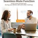 Wireless Headset with Mic for Work, Bluetooth Headset with Noise Cancelling Mic for Clear Calls, Bluetooth V5.3 Headphones with Mic Mute & USB Dongle, Charging Base for PC/Laptop/Phones/Call Center