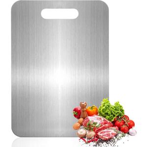 Titanium Cutting Boards for Kitchen, Food Grade 304 Stainless Steel Cutting Board Set for Meat Fruit and Vegetable (13.4 * 9 Inch)