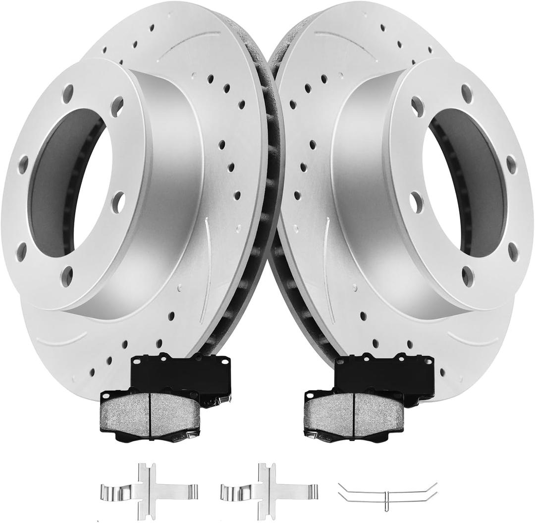 MOTOREVO Front Brake Rotors Kit for Tacoma [1999-2004 6 Lug Wheels, Not for 5 Lugs] Anti-Rust Geomet Coated Brake Rotors [296.3mm 11.7in] Heavy-Duty Rotors for Rapid Heat Dissipation and Towing