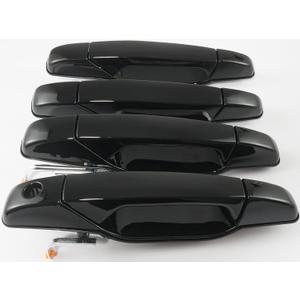 Exterior Door Handle, 4PCS Black Front Rear Driver Passenger Compatible with 2007-2014 Chevy Silverado Suburban Avalanche Tahoe, GMC Sierra Yukon Cadillac Escalade Replace 20828258 22738721