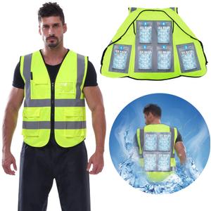 Cooling Vest with 20Pcs Ice Packs - Cool Safety Vest for Men Women Ice Cooling Vest for Hot Weather Work (Green, XL)