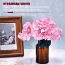 MECCANIXITY Silk Artificial Hydrangea Flowers, Pink Artificial Flowers Heads with Stems, Full Hydrangea Flowers for Wedding Centerpieces, Party Decoration 30 Set