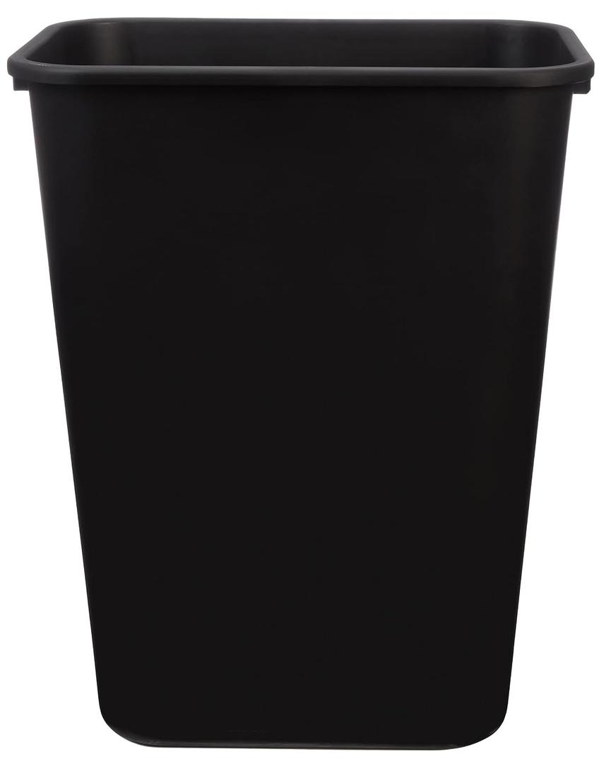 Amazon Basics Rectangular Plastic Office Wastebasket, Easy to Clean, 10 Gallon, Black, 2-Pack