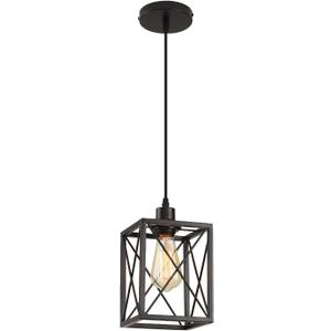 Black Pendant Lighting Modern Pendant Light, Adjustable Pendant Light Fixture,Pendant Lights Kitchen IslandLight (1 Pack Square Pendant Light)