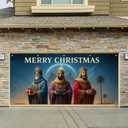 13x6ft Merry Christmas Garage Door Banner Three Kings with Gifts Nativity Star Night Sky Polyester Large Outdoor Decoration for Holiday Epiphany Church School Yard Celebration