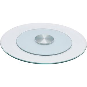 Glass Table Top,Thick Tempered Glass Heavy Duty Turntable with 360° Rotation, Round Tempered Tabletop Serving Plate Transparent Rotating Serving Tray for Dining Table (70CM 27.56inch)