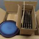 LeRatio Ceramic Dinnerware Sets for 6,Porcelain Plates and Bowls Sets,Handmade Reactive Glaze Dishes Set,Chip Resistant and Scratch Resistant | Oven&Dishwasher & Microwave Safe-Blue(18PCS)
