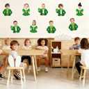 2 x St Patricks Day Classroom Bulletin Boards Decorations St. Patrick's Day DIY Cutouts March Leprechaun Suit and Dress Paper Cutting Green Irish