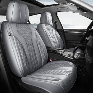 Leather Car Seat Covers Full Set, Breathable Faux Leather Seat Covers for Cars SUV Sedan Waterproof Grey