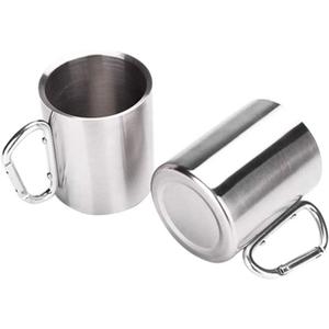 Tebery 2 Pack Stainless Steel Coffee Mugs with Handles 10OZ Double Walled Travel Water Tea Coffee Cups for Backpacking, Camping & Hiking