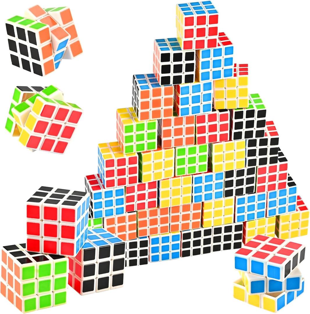 GOLDGE 40 Mini Cube Puzzles, 1.18in 3x3, Fun Party Favors for Kids - School Rewards & Classroom Prizes, Perfect for Birthdays, Easter, Christmas & Stocking Stuffers (40PCS-6 Colors (Black))