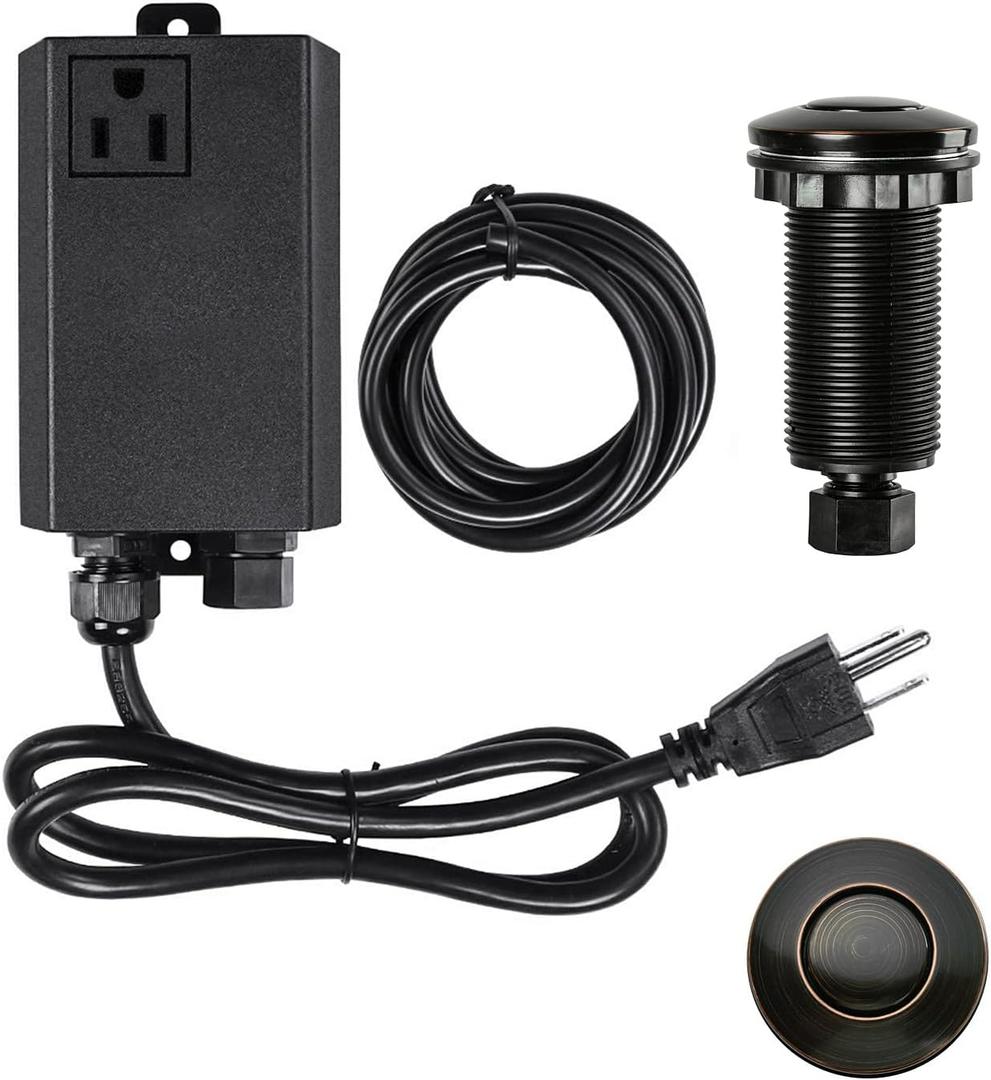 Garbage Disposal Air Switch Kit Sink Top Waste Disposal Long Stainless Steel Oil Rubbed Bronze On/Off Air Button Food and Waste Disposals Part by Etoolcity